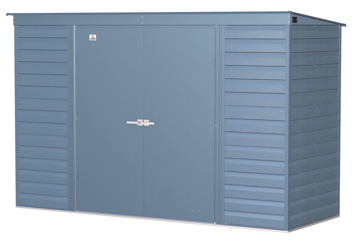 Select Galvanized Steel Storage Shed, Blue Grey, 10-ft x 4-ft