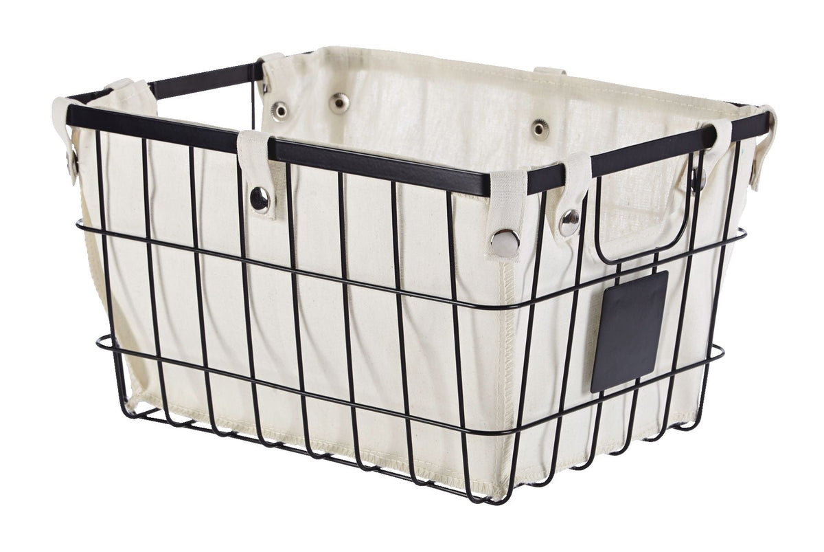 Wren Rectangular Wire & Fabric Basket, Assorted Sizes