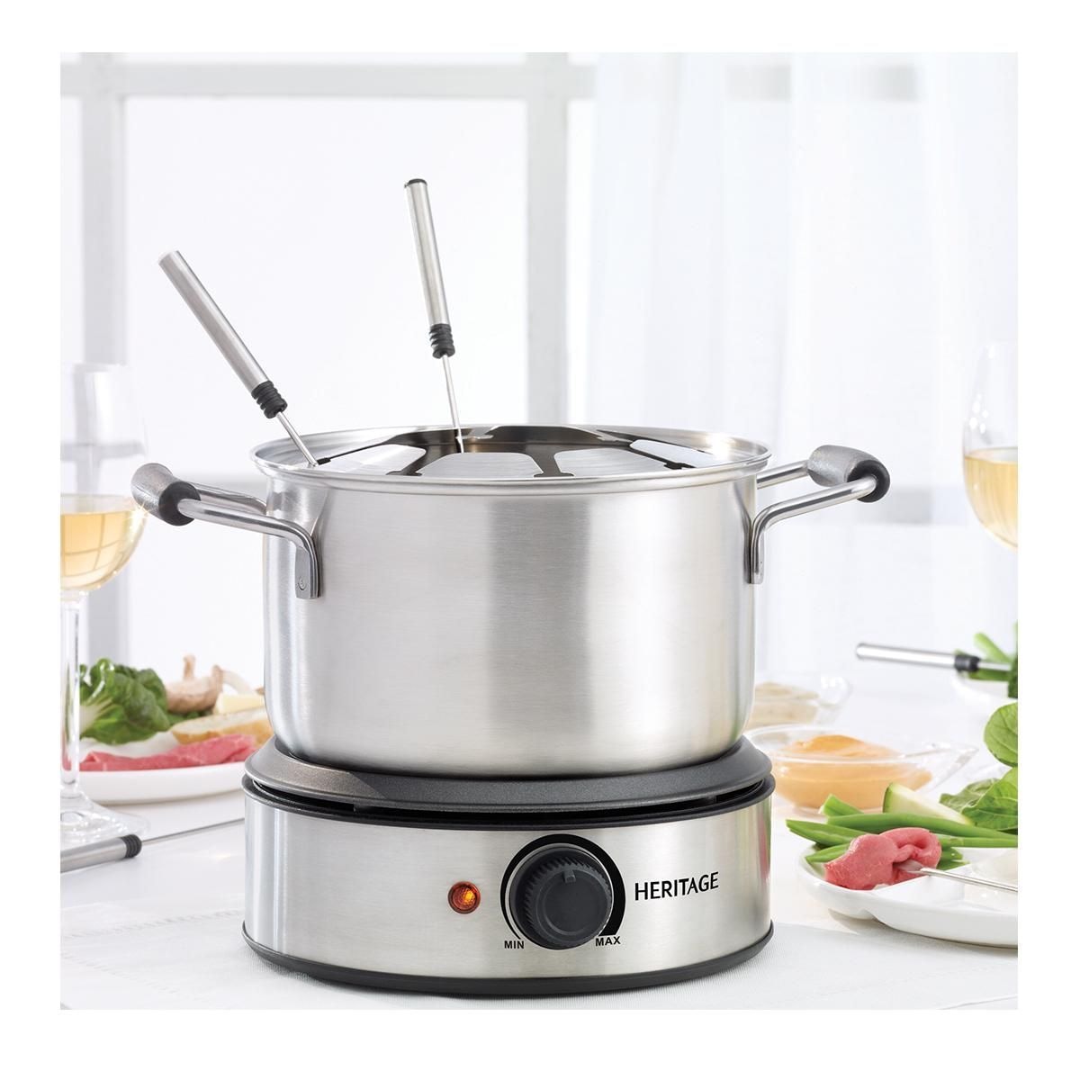 Stainless Steel Electronic Fondue Set with 8 Fondue Forks, Dishwasher Safe, 3L, 12-pc
