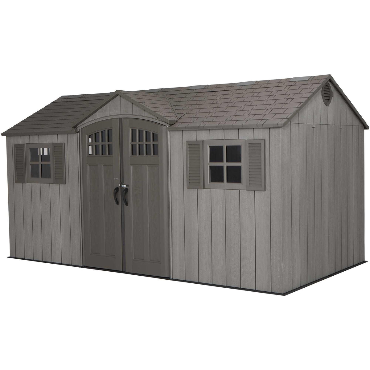 Outdoor Storage Shed with Dual Side Entry, Dark Grey Roughcut, 15 x 8-ft