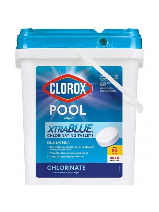 Xtra Blue 40 Pound 80 Tab Pool and Spa 3 Inch Long Lasting Chlorinating Tablets L3963