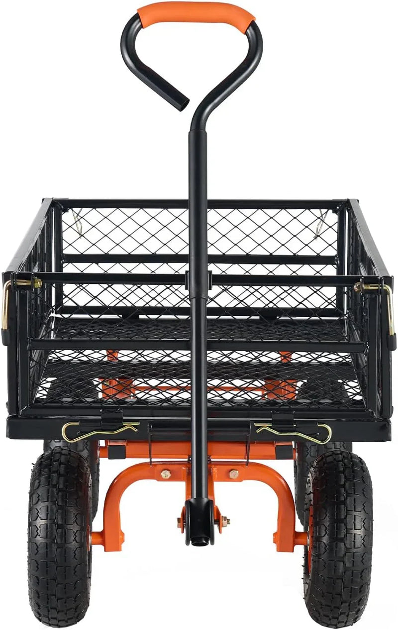 Garden Dump Cart, Heavy Duty Garden Wagon Yard Dump Wagon with Removable Sides, Convert to Flatbed, Utility Liner, 10in All Terrain Wheels F6497