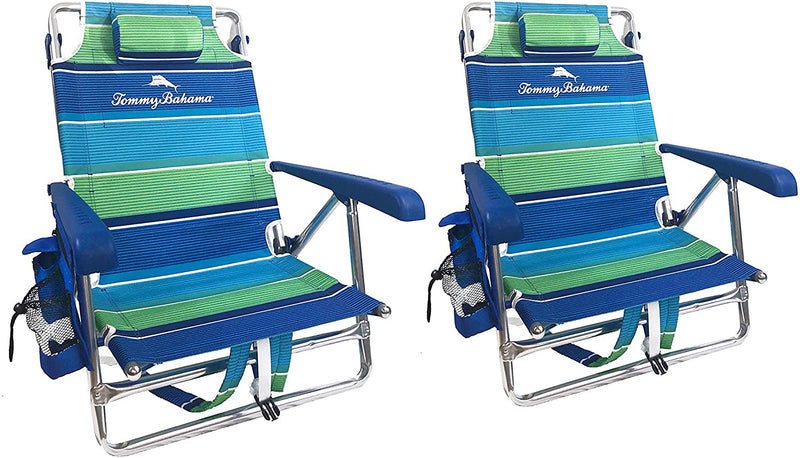 2 Backpack Beach Chairs with Storage Pouch and Towel Bar X6121