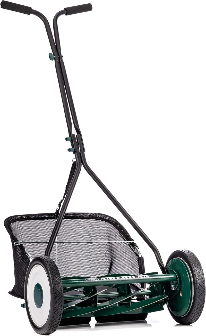 Mower Company 1725-16GC 16-inch 7-blade reel mower with grass debris collection device, designed specifically for lawns, green model N1773