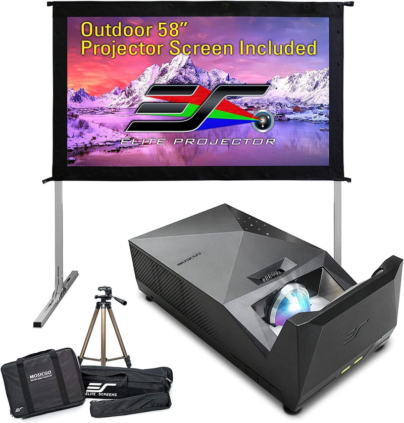 Projector ultra-short focal length portable outdoor family courtyard movie night projector, waterproof projector, 1080p resolution, 1500 lumens, supports Wireless and built-in battery, compatible with iOS TV platform E8606