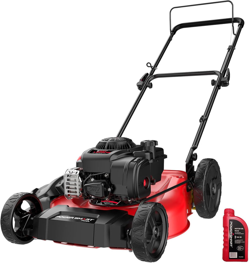 21" 2-in-1 Push Lawn Mower, 125cc Engine, Adjustable Cutting Height, Lightweight, Easy Assembly P1856