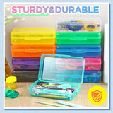 100-piece set. Large-capacity transparent pencil case. Large-capacity hard plastic crayon case. Large-capacity classroom storage box. Suitable for both boys and girls (in various colors)