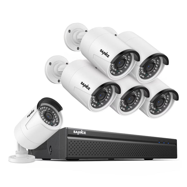 SANNCE 8CH 5MP Poe Home Security Camera System,2MP 8CH Poe NVR, 6pcs 1080P Outdoor Poe Cameras,No Hard Drive Y3968