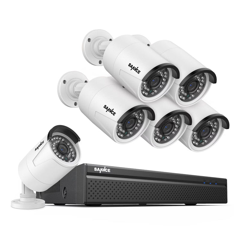SANNCE 8CH 5MP Poe Home Security Camera System,2MP 8CH Poe NVR, 6pcs 1080P Outdoor Poe Cameras,No Hard Drive Y3968