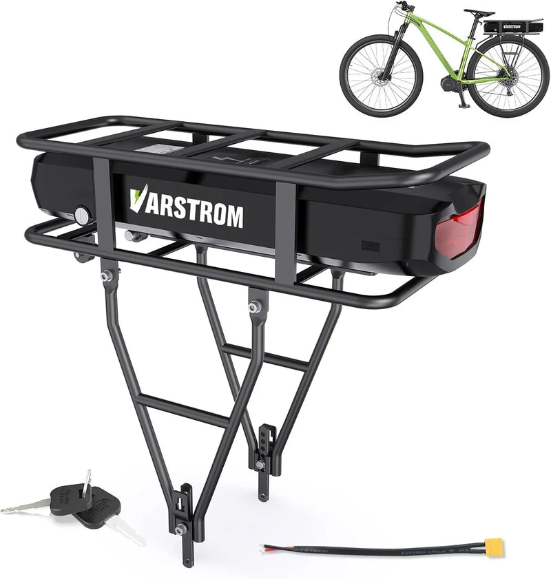 Ebike Battery 48V 17.5AH Lithium ion Rear Rack Battery for BAFANG/Voilamart/PEXMOR/AW 48V200W-1000W Ebike Kit,48V E Bike Batteries with Luggage Rack,Taillight,30A BMS,3A Fast Charger & Safety Lock O1656