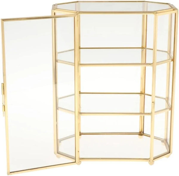 3-Tier Jewelry Box Glass Makeup Organizer Jewelry Box Multifunction Display Case for Dressing Table Decoration Storage P7498