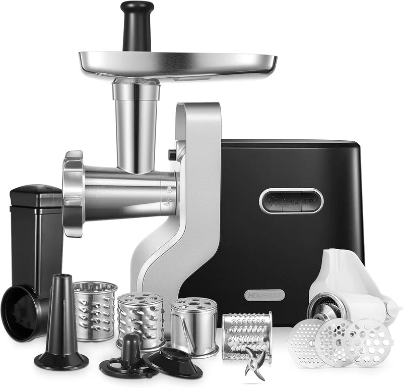 Meat Grinder Heavy Duty, 3000W Max Ultra Powerful, 5 in 1 HOUSNAT Multifunction Electric Meat Grinder, Sausage Stuffer, Slicer/Shredder/Grater, Kubbe & Tomato Juicing Kits, Home Kitchen Use W1480