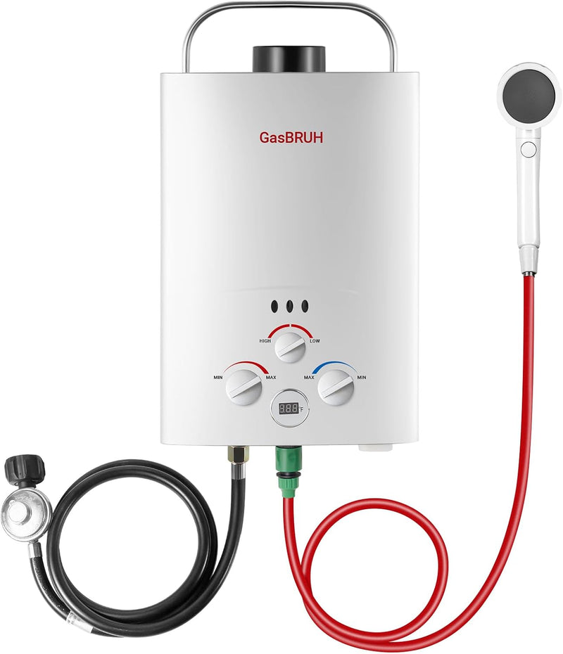 Tankless Water Heater Outdoor, 1.58 GPM, 6L Portable Propane Camping Water Heater with Overheating Protection for Indoor,RV,Camping S6660