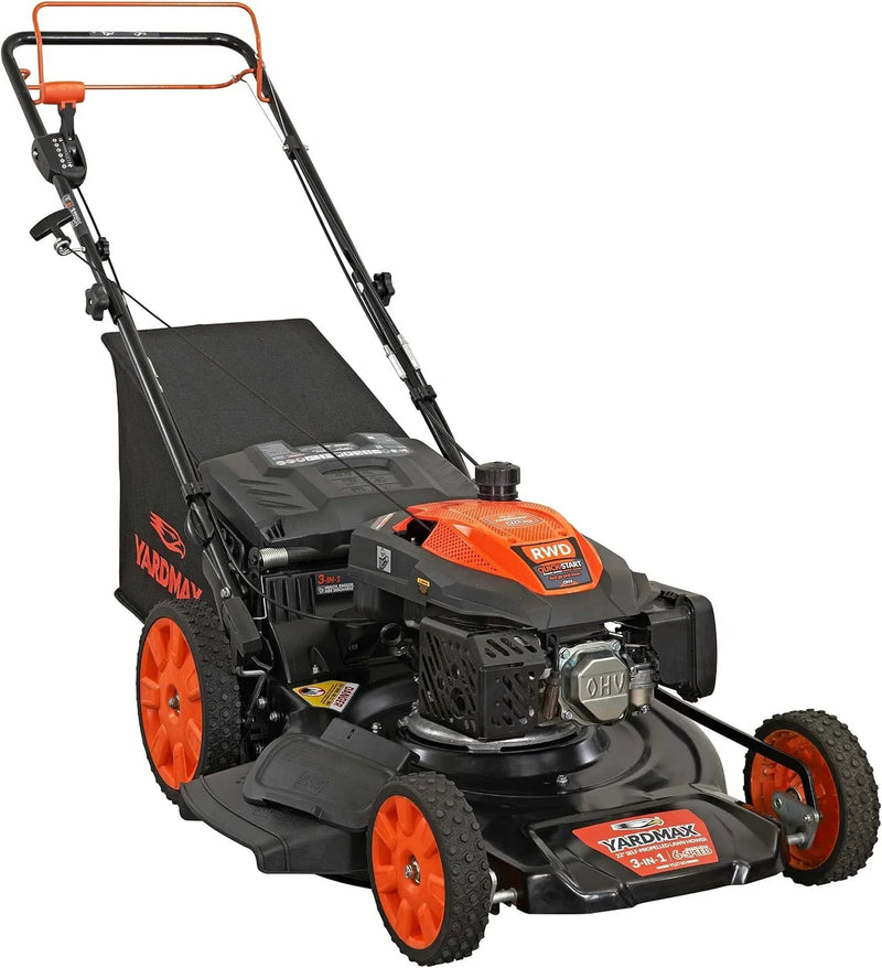 22 in. 201cc Select PACE 6 Speed CVT High Wheel RWD 3-in-1 Gas Walk Behind Self Propelled Lawn Mower, Black Y9025