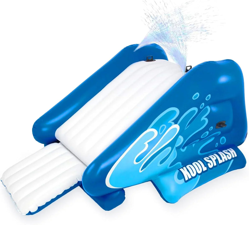 Kool Splash Inflatable Water Slide Swimming Pool Play Center with Built in Sprayers for Kids and Adults, Ages 6 and Up, Blue M2054