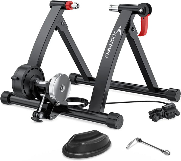 Bike Trainer Stand Indoor Riding - Sportneer Magnetic Stationary Bicycle Exercise Stand with Noise Reduction Wheel, 6 Resistance Adjustable B1760
