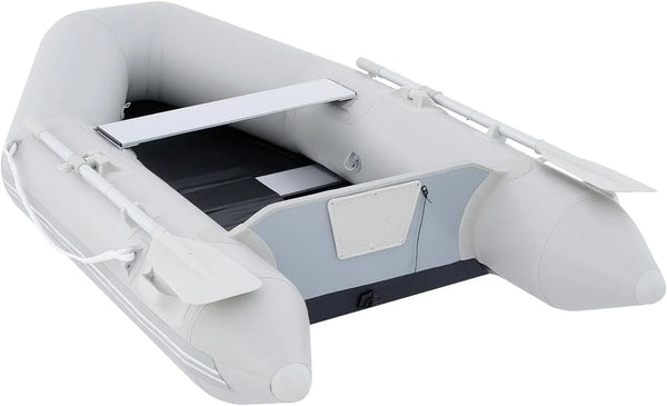 7.5ft Inflatable Dinghy Boat, 2 Person 660lb Transom Sport Tender Boat with Pump Aluminum Oars Floor, Heavy Duty Inflatable Raft Kayak for Adults T3301