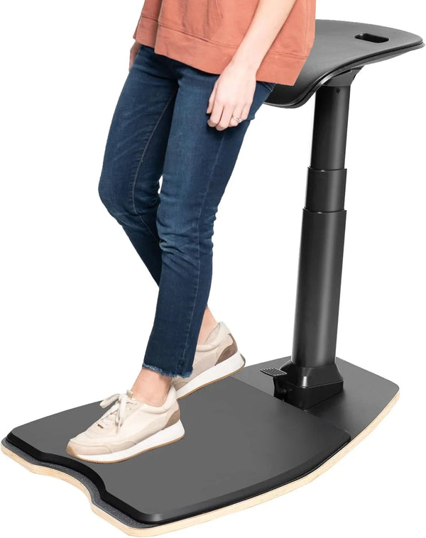 Ergonomic inclined standing desk with chair, portable height-adjustable anti-fatigue cushion, suitable for home and office, black M9614