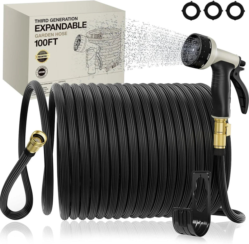 Expandable Garden Hose 100ft - New Patented Water Hose with 40 Layers of Innovative Nano Rubber V8552