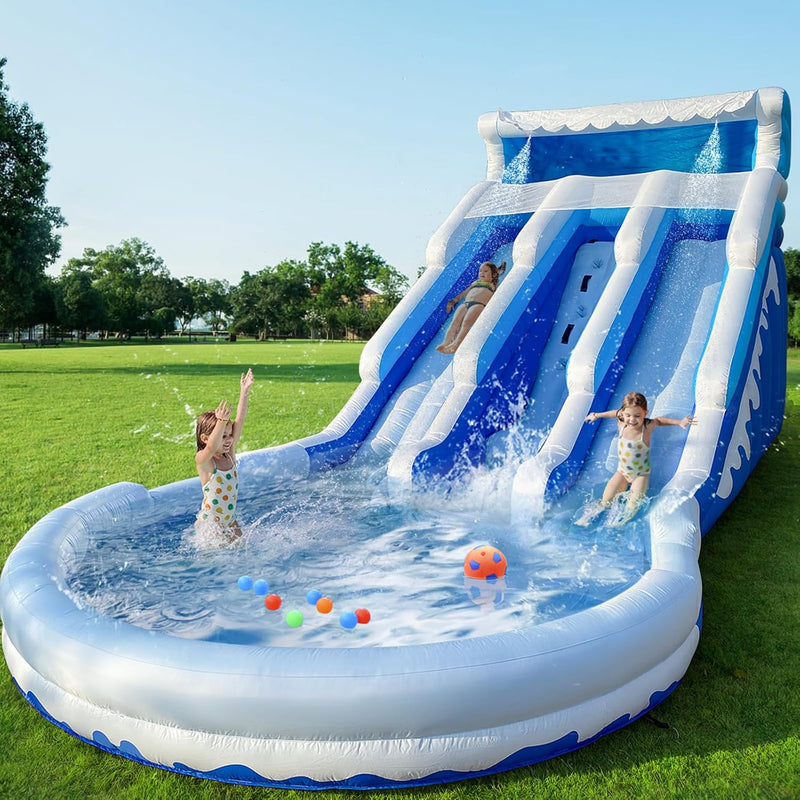 Large Inflatable Water Slide Swimming Pool Play Center, Commercial Grade Lightweight Premium Water Slide Bounce House 20.6x9.5x9.3Ft for Kids and Adults (with Blower) Q5777
