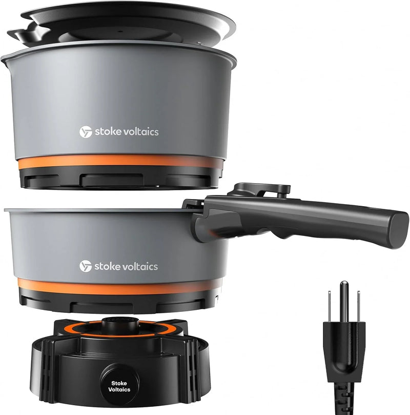 200 - 1000 watt electric camping stove, with cookware, 120 volt portable outdoor cooking set, windproof cookware, suitable for RVs, electric vehicles, off-road travel, RV life, car camping F3239