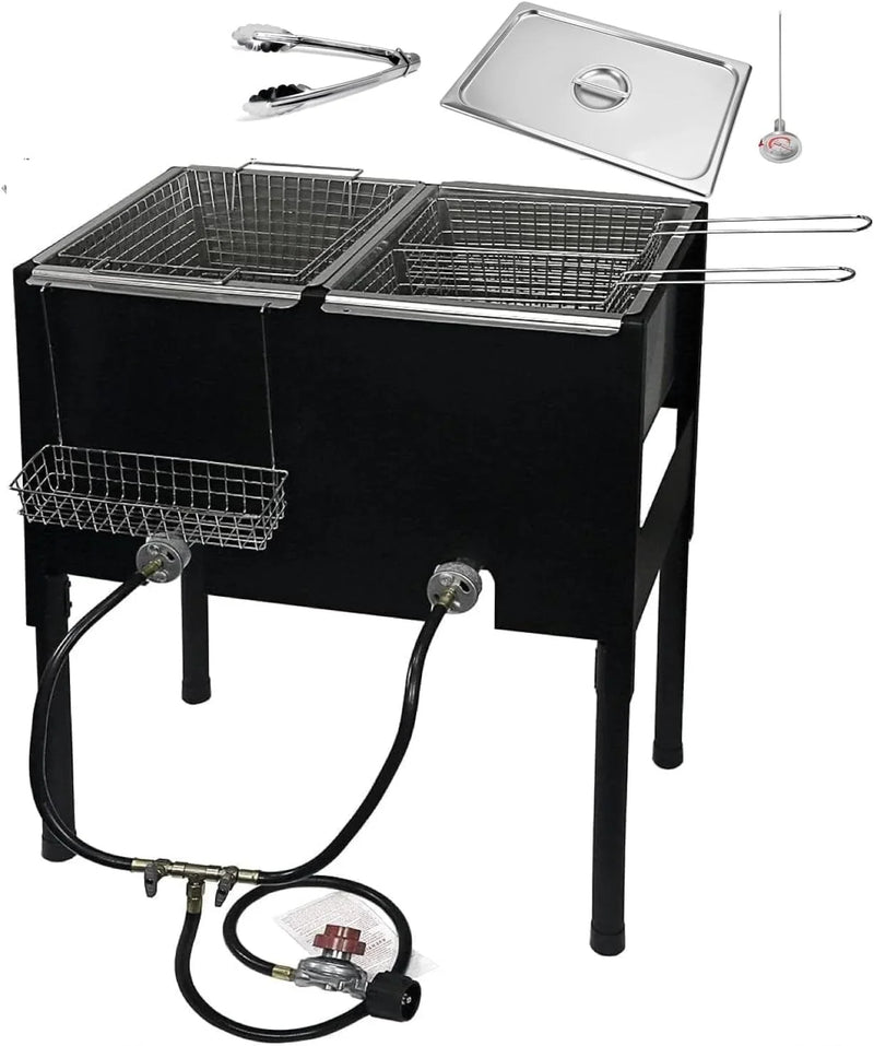Triple Deep Fryer-3 Basket Stainless Steel Propane Cooker-Outdoor Fish Fry/Chicken-Tall Heavy Duty G3121