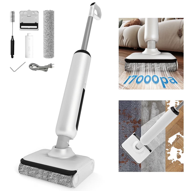 HABIUBIU Vacuum Mop All in One, Wet Dry Vacuum Cleaner, Cordless Cleaner Machine for Tile Hardwood Floor, Self Cleaning Electric Mop with 180 Lie-Flat S7731