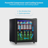 62-Can Beverage Cooler and Refrigerator, Small Mini Fridge for Home, Office or Bar with Glass Door and Adjustable Removable Shelves Perfect for...