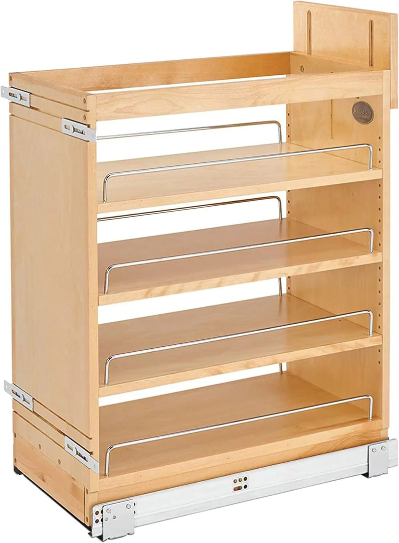 Retractable storage rack, suitable for kitchen/bathroom cabinets, equipped with soft-closing fully telescopic rails and adjustable shelves R6491