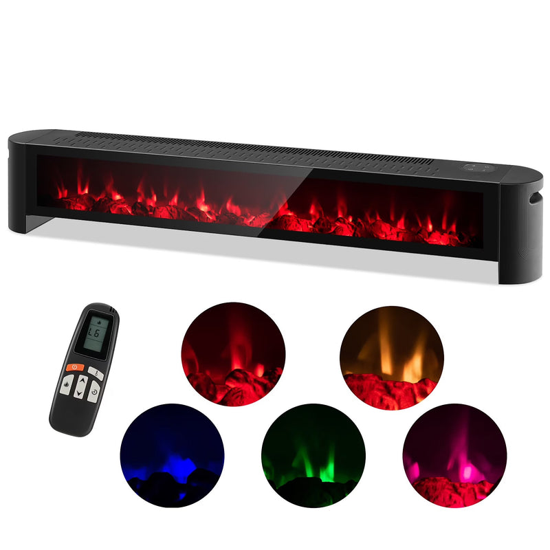 1400W Electric Baseboard Heater Convection Space Heater with Realistic 3D Flame C1915