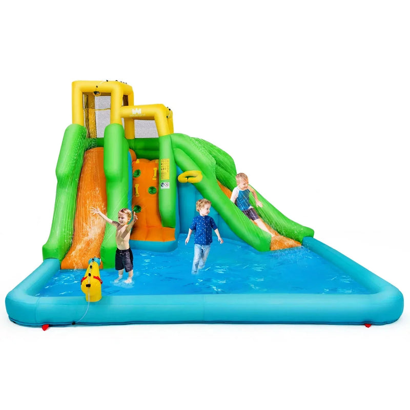 Inflatable Water Park Bounce House w/Climbing Wall Two Slides and Splash Pool Z5652