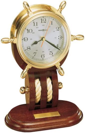 Type II Wall Clock 549-644 - Climate and Navigation Series Pure Brass Ship Rudder Decorative Model, with Redwood Base and Quartz Movement A1187