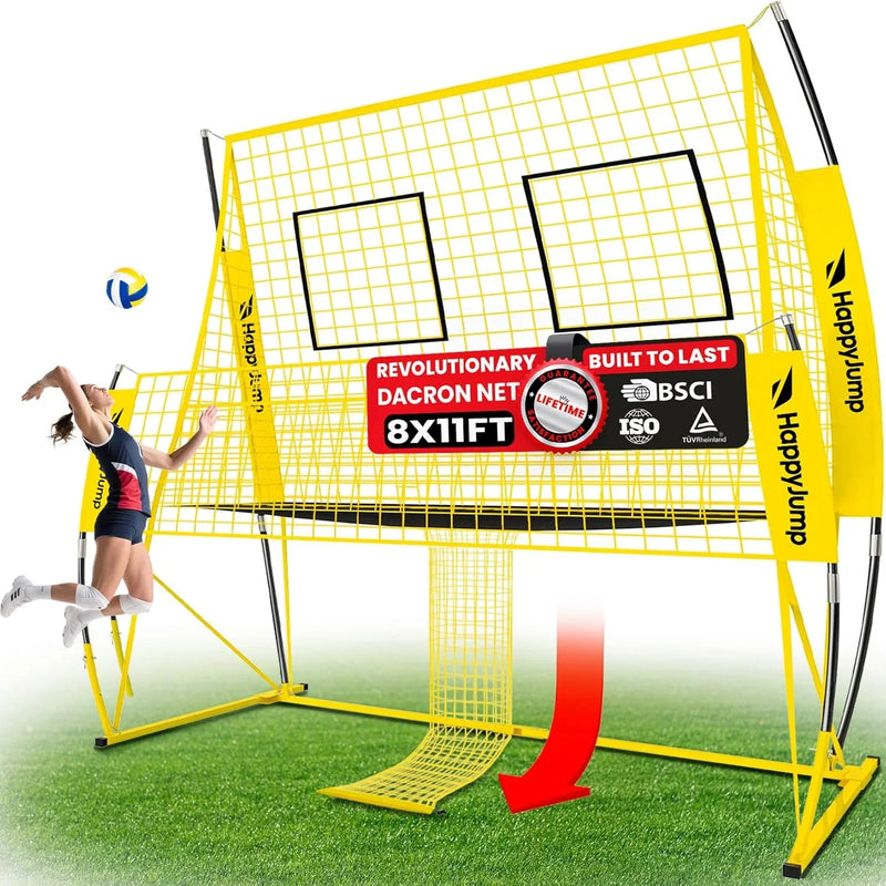 Adjustable volleyball training net equipment system (8x11 feet), suitable for adult outdoor or indoor volleyball practice, equipped with volleyball. D5362