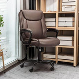 Classic PU surface, back-adjustable height office computer desk and chair, with armrests, size: 26 inches wide x 23.75 inches long x 42 inches high, black version