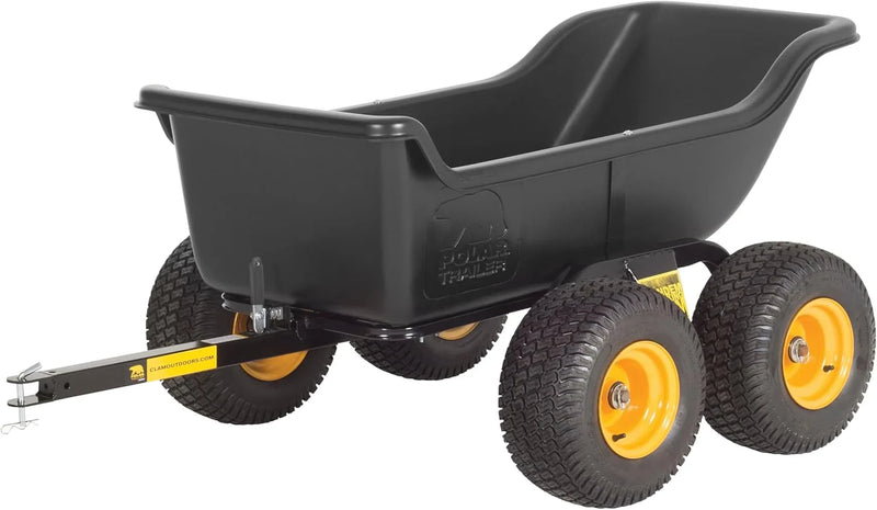 Heavy Duty Tandem Axle Cubic Foot ATV UTV Lawn Mower Trailer TA1200 and Wide Track Rubber Wheels Hauling Outdoor-Black, 1200 lbs. -15 cu.ft O9053