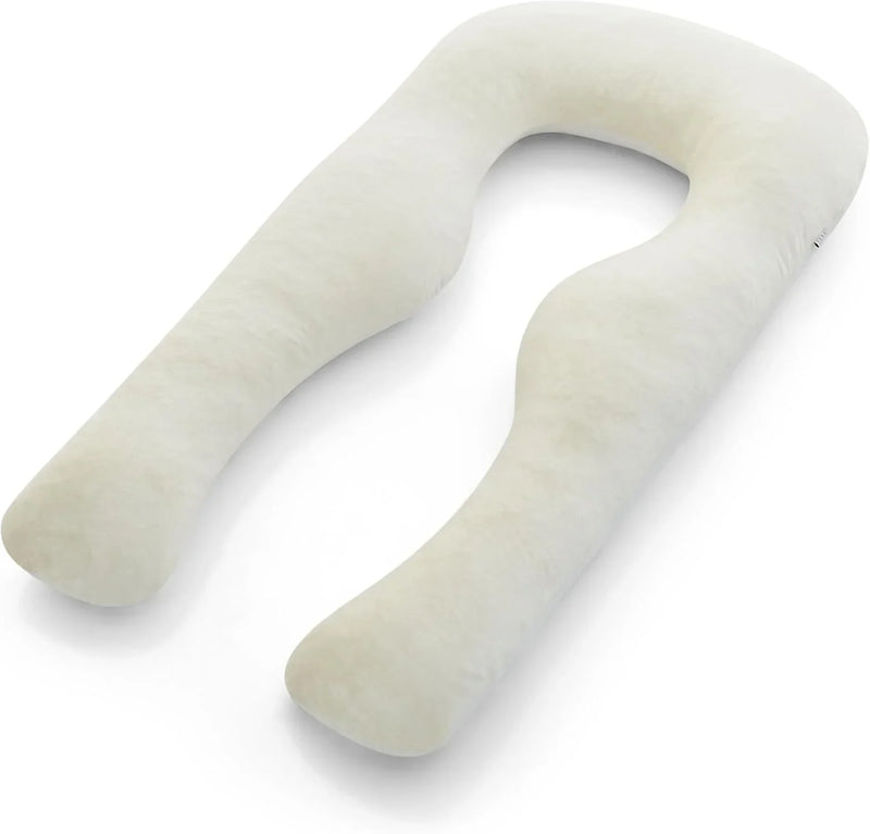 Body Pillow | Elegant U-shaped Pregnancy Pillow - Organic Bamboo Fiber Cotton - Crushed Cooling Gel Filling - Ergonomic Design - Dual-Sided Use - Washable Z7528