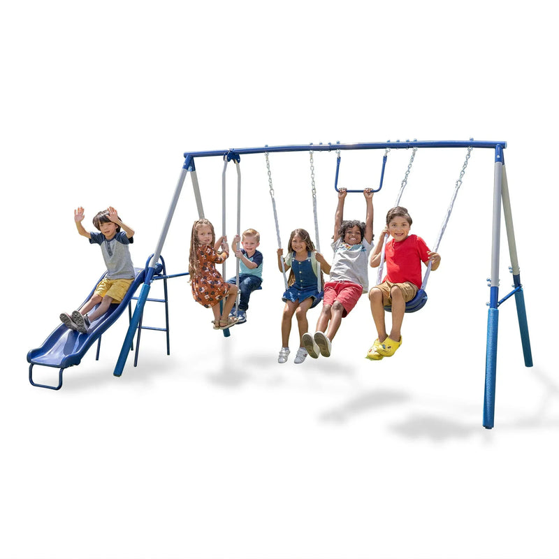 Swing Set, Outdoor Playset for Kids with Slide C7429