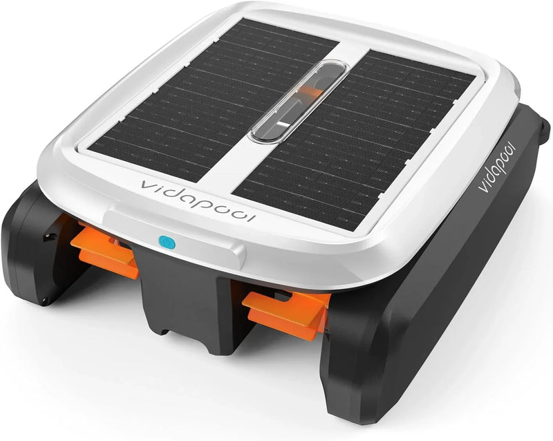 Solar Powered Automatic Robotic Pool Skimmer Cleaner,Solar Pool Surface Cleaner Dual Mode with Obstacle Avoidance Daytime ＆ Overnight Continuous Cleaning Ideal for All Swimming Pool-White F6745