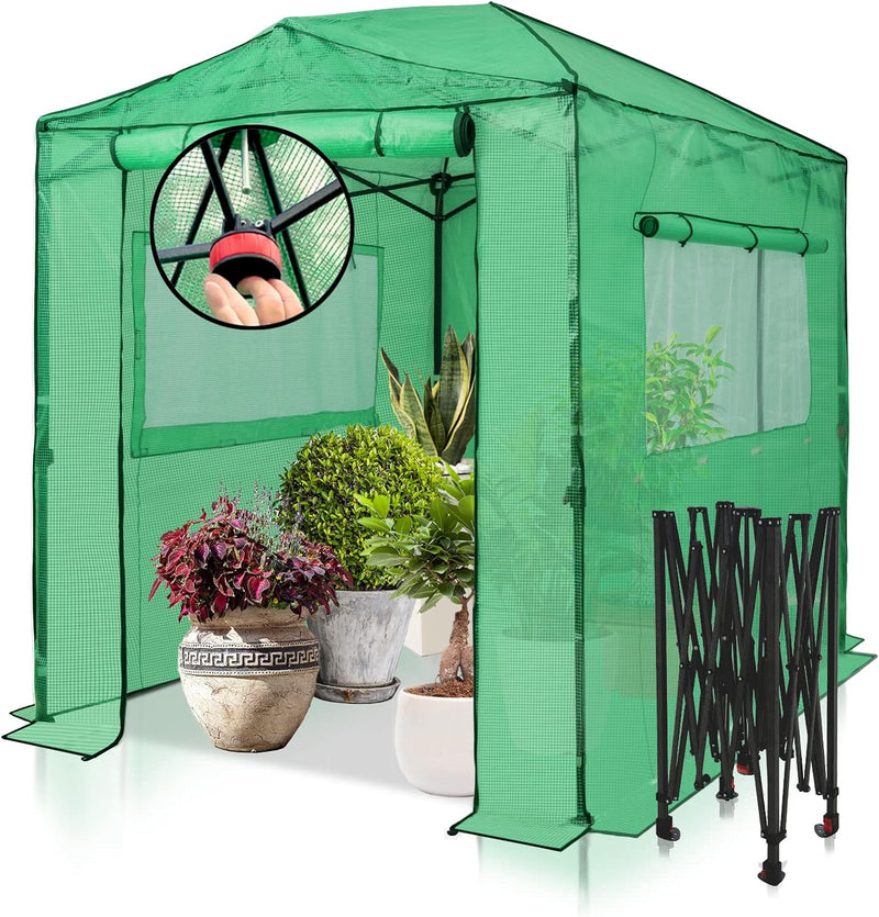 PEAK 8x6 Portable, Heavy-Duty, Walk-in Pop-up Greenhouse, Indoor Outdoor Gardening Green House D9757