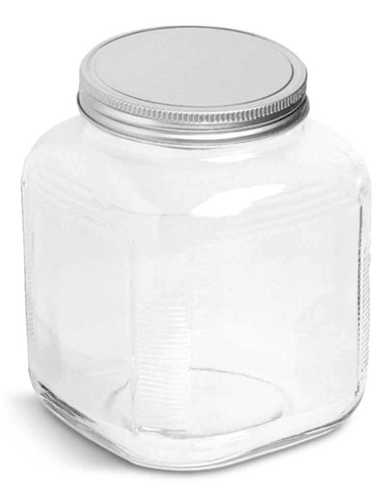 Cracker Jar, with Silver Lid, 1-Gal, Clear & Durable Glass F0353