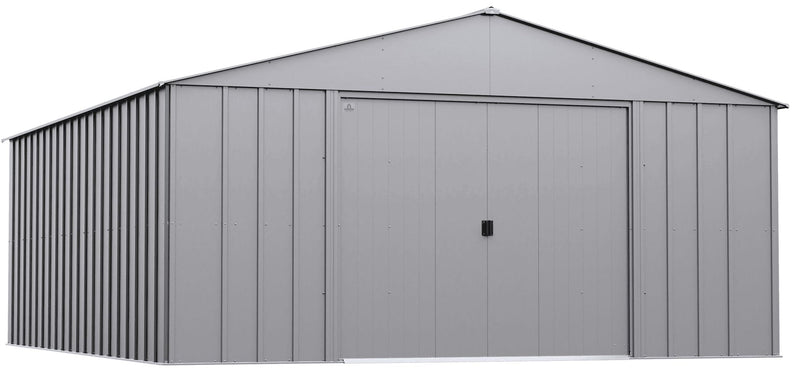 Classic 14x17-ft Flute Grey Corrosion-Resistant Metal Shed P2415