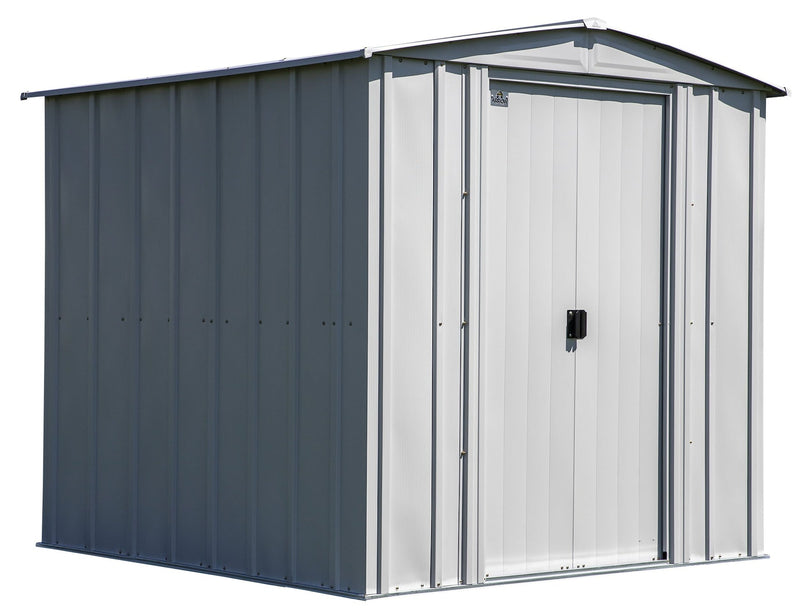 Classic Galvanized Steel Storage Shed, Flute Grey, 6-ft x 7-ft V0384