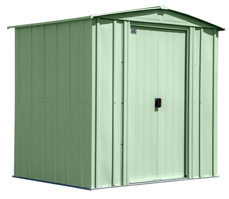 Classic Galvanized Steel Storage Shed, Sage Green, 6-ft x 5-ft J0263