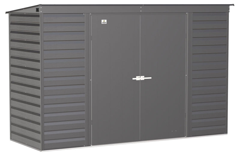 Select Galvanized Steel Storage Shed, Charcoal, 10-ft x 4-ft I0867