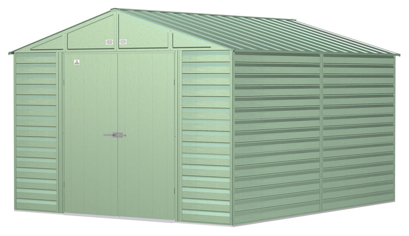 Select Galvanized Steel Storage Shed, Sage Green, 10-ft x 12-ft L0718