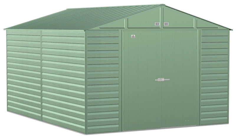 Select Galvanized Steel Storage Shed, Sage Green, 10-ft x 14-ft R7822