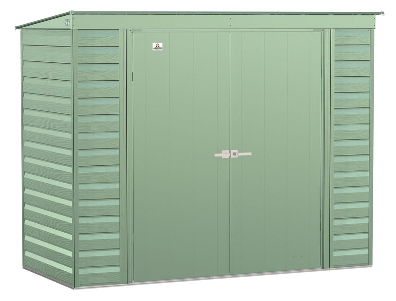 Select Galvanized Steel Storage Shed, Sage Green, 8-ft x 4-ft D4094