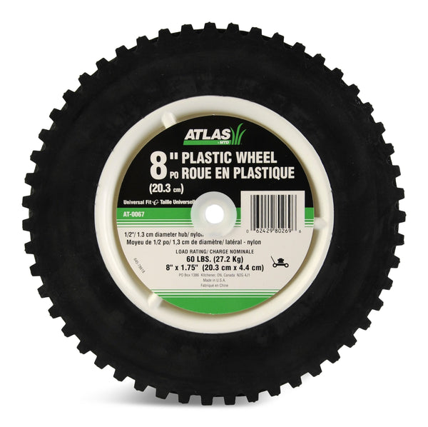 Plastic Lawn Mower Replacement Wheel with Geared Tread, 8-in x 1.75-in L3006