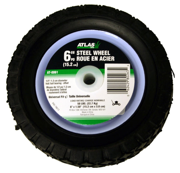 Steel Lawn Mower Wheel with Ball Bearings, 6-in x 1.5-in S8629