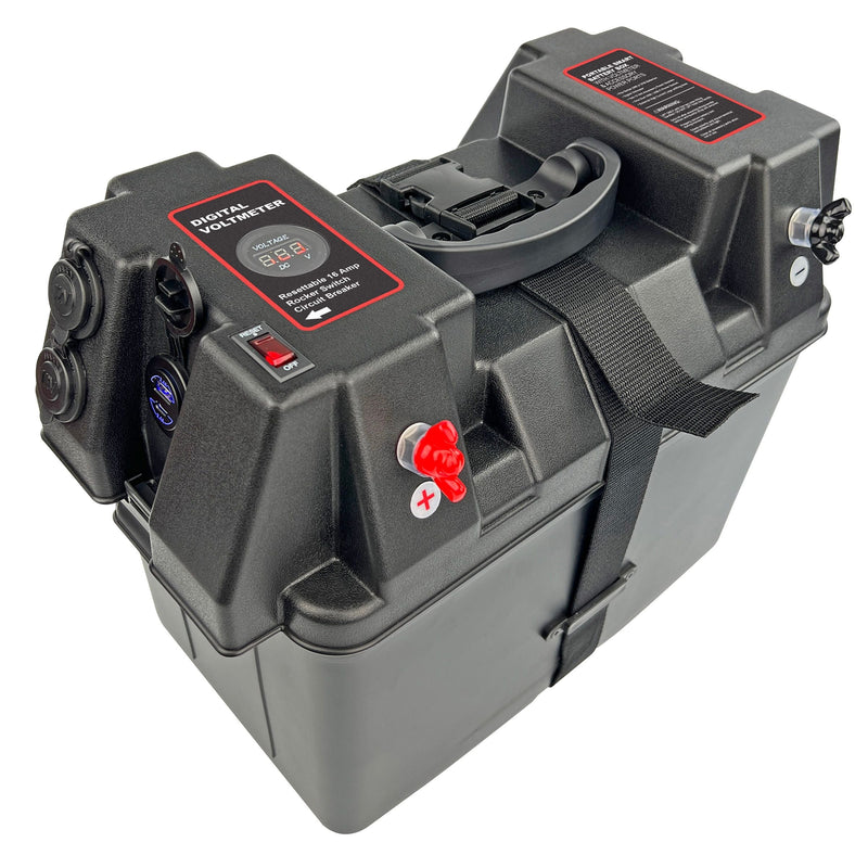 Battery Box Power Station with Charge Indicator, Black Q1757